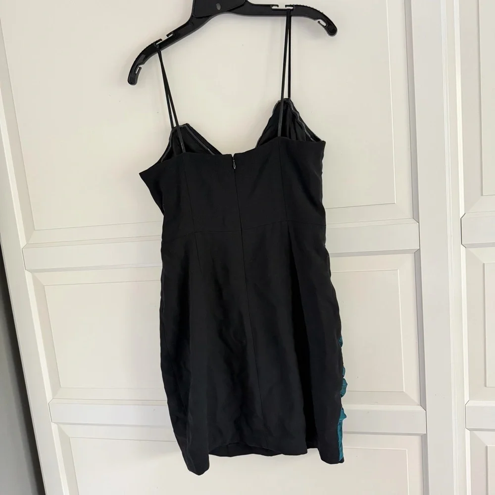 JillJillStewart wrapped two-tone black teal mini cocktail dress 41261